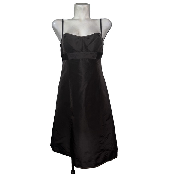 J.CREW Dresses & Skirts - J. Crew Dress 12 Brown 100% Silk Taffeta Spaghetti Strap A-line Rear Zip Lined